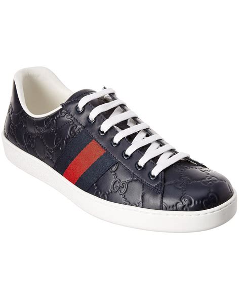 ace leather gucci shoes blue leather|gucci ace high top sneakers.